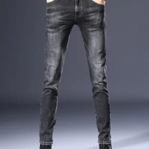 e ey High Elastici Men's Jeans Autumn Winter Slim Fit Casual Long Pants Korean Sle Youth Faion Small Foot Pants - AliExpress Pants