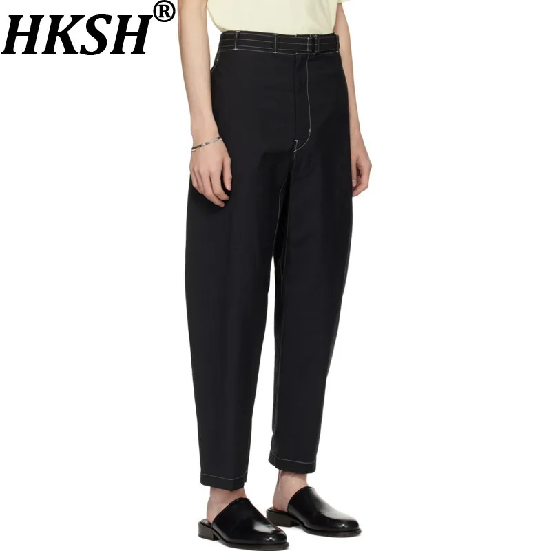 HKSH Spring New Men Tide Dark European American Retro Style Chic Loose Tapered Skinny Pants Color Block Stitching Casual HK19689 - AliExpress Pants