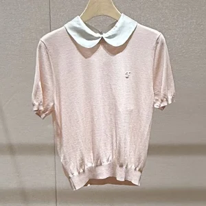 Sweet Sle ort Sve Knitted irt Women's Slim Fit Base Layer Pink Waist Cinching Doll Collar Top Commute Ele Lady - AliExpress Sweaters&Jumpers