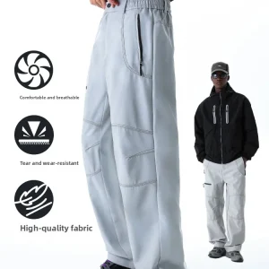 MMOPTOP Men's Casual Wide Leg Pants Spring Outdoor Functional Windproof Waterproof Elastic Waist Multi ket Leisure Trousers - AliExpress Pants