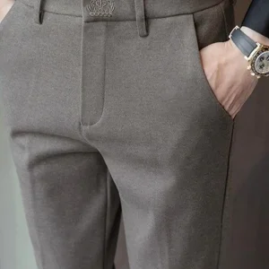 Men's Trendy Slim Fit Woolen Trousers Casual Suit Pants Autumn Spring Faionable All-Match Nine-Piece West Pants - AliExpress Pants