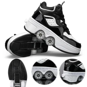 2 in 1 Skating Shoes 4 Wheels Fashion Sneaker with Wheels Breathable Kick for Kids Children - AliExpress Sneakers