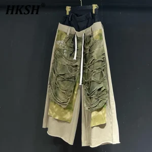 HKSH Spring Summer New Men Tide Y2K Dark Punk Original Design Chic Straight Flared Fake Three-Piece Fashion Cropped Pants HK5579 - AliExpress Pants