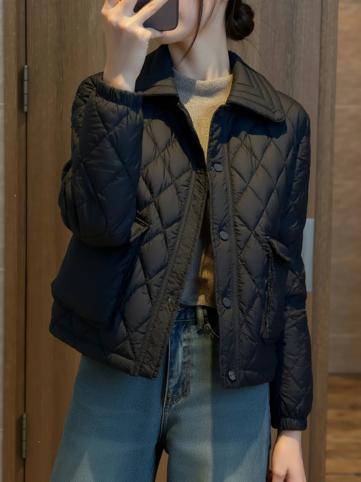 Ele Thiened Long Sve Cotton Jaet Commute Winter 2026 Women's Faion Bread Sle Coat Korean Loose Fit Warmth - AliExpress Sweaters&Jumpers