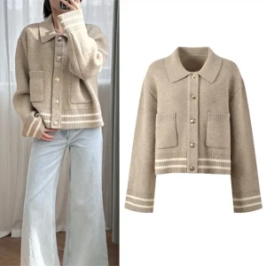High-End Version European Sle  Collar Knitted Outerwear with Large kets for Women Long Sve Regular Length Coat - AliExpress Sweaters&Jumpers