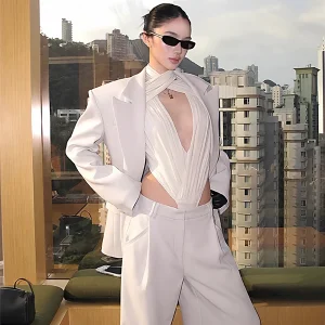 Women's Cross Ne V-Ne-Piece Suit Slimming Design Early Spring New Sle High Waist Long Pants Commute Faion - AliExpress Jumpsuits&Rompers