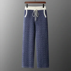 Autumn and Winter New 100% Merino Wool Pants Men's Thick Jacquard Knitted Outerwear Sports Pants Straight Leg Pants for Warmth - AliExpress Pants