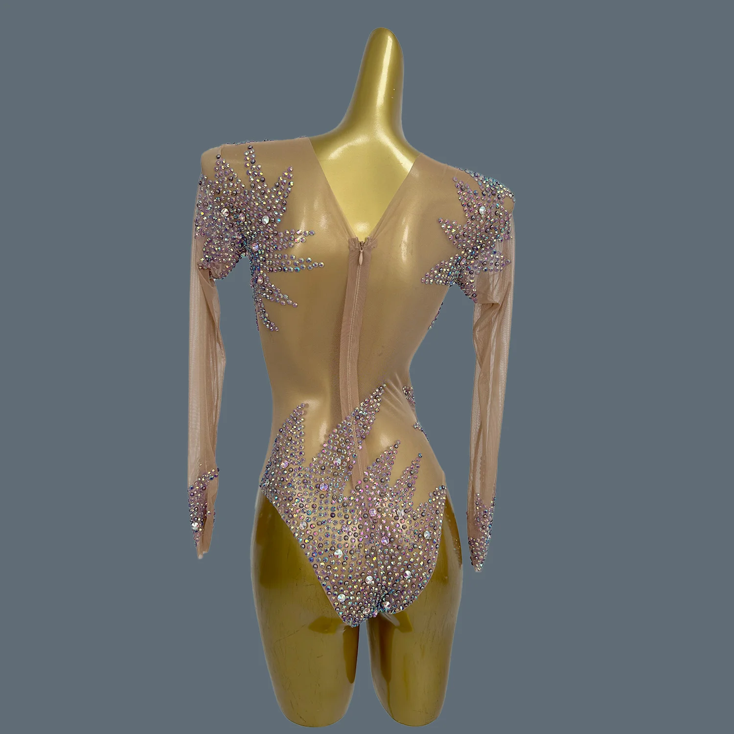 Sparkly Purple Crystals Diamonds Bodysuit Luxury Sexy Mesh Dancer Stage Costume Night Club DS Celebrate Women Outfit Ziluolan - AliExpress Jumpsuits&Rompers