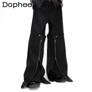 Men's 2025 Four Seasons Wear Niche Double-layer Design Trousers Loose Detachable Trousers Masculinity Trendy Zipper Design Pants - AliExpress Pants