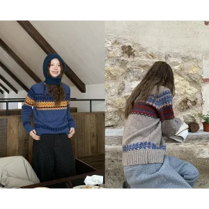 HelloooEat 35 Wool Retro Color Blo Knit Sweater Women's round Ne Pullover Versatile Long Sve Casual Faion Knitted Top - AliExpress Sweaters&Jumpers
