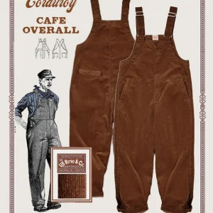 American Retro Khaki Corduroy Loose Overalls Workwear Style Casual Straight Leg High Waist Cotton Pants for Young Men - AliExpress Pants