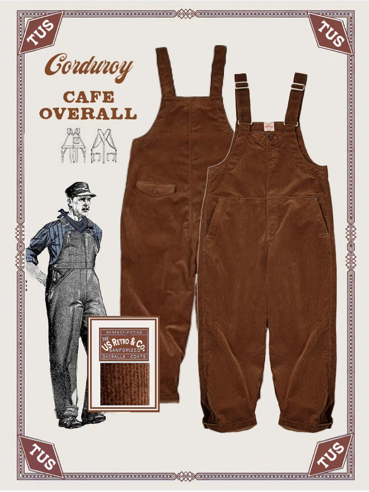 American Retro Khaki Corduroy Loose Overalls Workwear Style Casual Straight Leg High Waist Cotton Pants for Young Men - AliExpress Pants