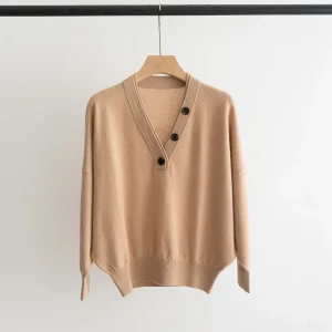 Autumn And Winter New High-Quality Double-Layer V-Neck Loose Drop Shoulder Sleeve Cashmere Wool Blended Yarn For Women - AliExpress Sweaters&Jumpers