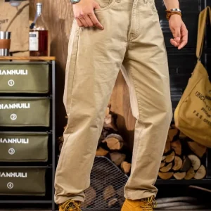 American Retro Straight Leg Casual Pants Men's Khaki Color Pure Cotton Long Pants Summer Season Faion Urban Sle Jeans - AliExpress Pants