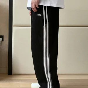 the Pang Large Size Men's Casual Pants Striped Loose Straight Leg Trousers Comfortable Elastic Waist Autumn Season Faionabl... - AliExpress Pants
