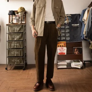 Red Tornado Men's Pleated Corduroy Pants Brown Relaxed Fit Vintage Heritage Style Work Trousers - AliExpress Pants