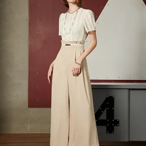 High Waist Wide Leg Jumpsuit Commute Lace Patchwork Spring New Arrival Women's Clothing JOJOWLFSLL Brand Online Exclusive - AliExpress Jumpsuits&Rompers