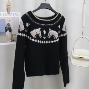 Sweet And Cool oulder Bared Knitted Cardigan Coat Alpaca Wool Fair Isle  Pattern Warm Long Sve round Ne Coat for ... - AliExpress Sweaters&Jumpers