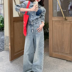 Playful Youthful Loose Denim Jumpsuit Women's Spring 2026 New Simple Large Straight Leg Wide Leg Pants pe Slimming - AliExpress Jumpsuits&Rompers