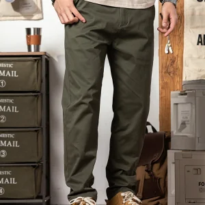 American Retro een Workwear Pants Men's Autumn 2025 New Sle Casual Straight Leg Trousers Spring Autumn Cotton Blend Elast... - AliExpress Pants