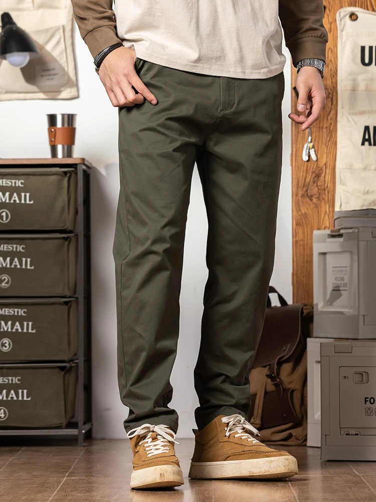 American Retro een Workwear Pants Men's Autumn 2025 New Sle Casual Straight Leg Trousers Spring Autumn Cotton Blend Elast... - AliExpress Pants