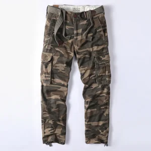 American retro cotton overalls men's trousers casual camouflage overalls multi-pocket straight large size trousers - AliExpress Pants