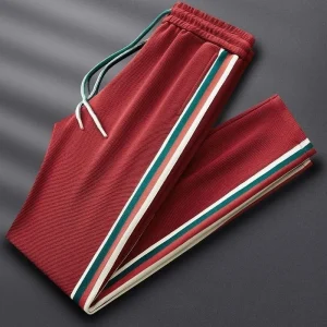 Men's Clothing Summer high quality Light Luxury Breathable Contrast Color Striped Fashion Trendy Elathe Casual Pants - AliExpress Pants
