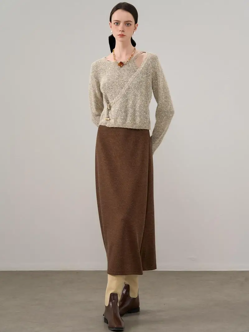 Niniliuiu Mixed Linen Color Irregular Knitted Sweater Top Autumn Winter Lazy Versatile round Ne Long Sve Color - AliExpress Sweaters&Jumpers