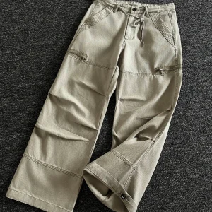 Men's Workwear Style Straight Leg Casual Pants Bamboo Node 3D Effect Washed Drawstring Design Heavy Duty Long Trousers Spring... - AliExpress Pants