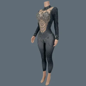 Nightclub Tight Fitting Jumpsuit Women Festival Celebrate Stage Performance Sparkly Crystals Spandex Elastic Sexy Jumpsuit Huiyi - AliExpress Jumpsuits&Rompers