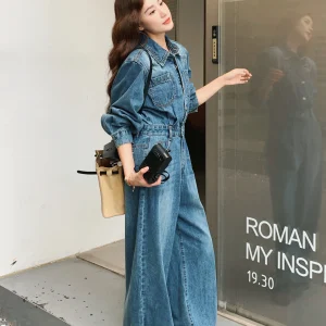 Vintage Workwear Denim Overalls Women's Cool Slimming Straight Leg Jumpsuit Spring 2026 Faion Retro Sle Long Pants - AliExpress Jumpsuits&Rompers