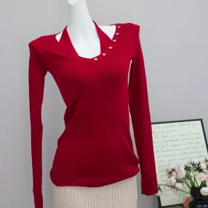Women's Knitted Wool Blend Gold And Silver Tead Mixed Faux Two-Piece Hanging Ne Top Casual Sle Long Sve Knitwear - AliExpress Sweaters&Jumpers