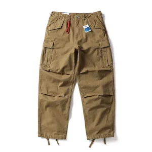 American Sle Casual Pants Men's Wide Leg Loose Fit Workwear Trousers Red Rope Micro Cone ape Cotton Straight Leg Trousers - AliExpress Pants