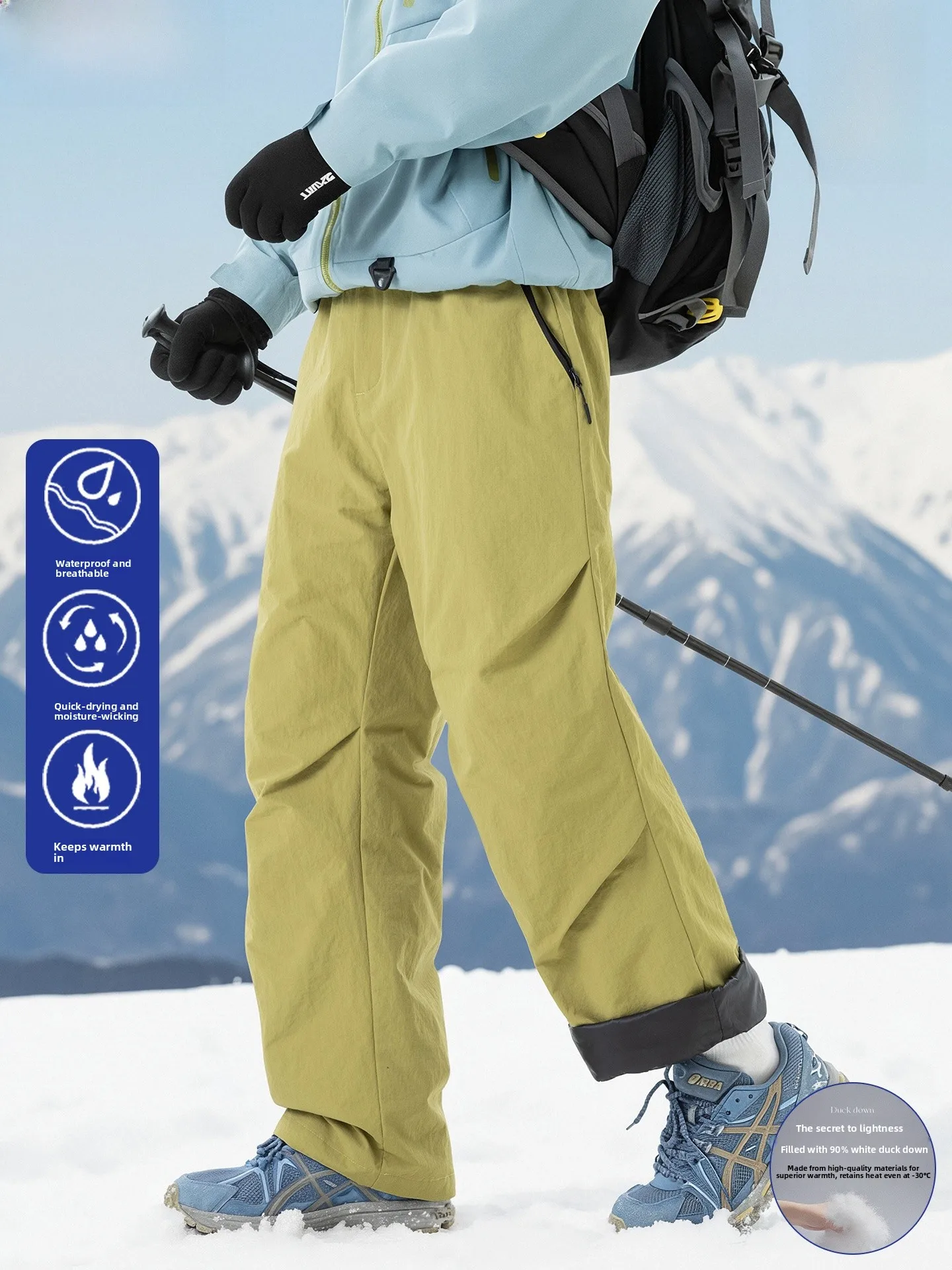 Wassup Dozen Men's Outdoor Sports Sle Thiened down Work Pants Warm Couple's Casual Trousers Nylon Fabric Autumn Season - AliExpress Pants