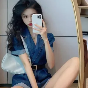 Blue Denim Overalls Women's Summer New High Waist Wide Leg ort Pants ort Sve Retro Sle Comfortable Fit Rixo Rxly - AliExpress Jumpsuits&Rompers