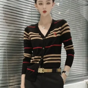 Casual Briti Sle Long Sve V-Ne Striped Open Cardigan Women's Top Trendy Knitted irt Autumn Winter New Arrival - AliExpress Sweaters&Jumpers