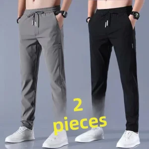 Men's Summer Ice Silk Casual Pants Straight Leg Loose Large Size Thin Qui Dry Sports Long Pants Breathable Summer Trousers - AliExpress Pants