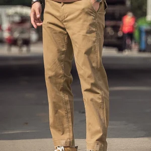 Khaki Summer Casual Pants Men's Thin Cotton Straight Leg Workwear Trousers Retro American Style Fashionable Urban Wear - AliExpress Pants