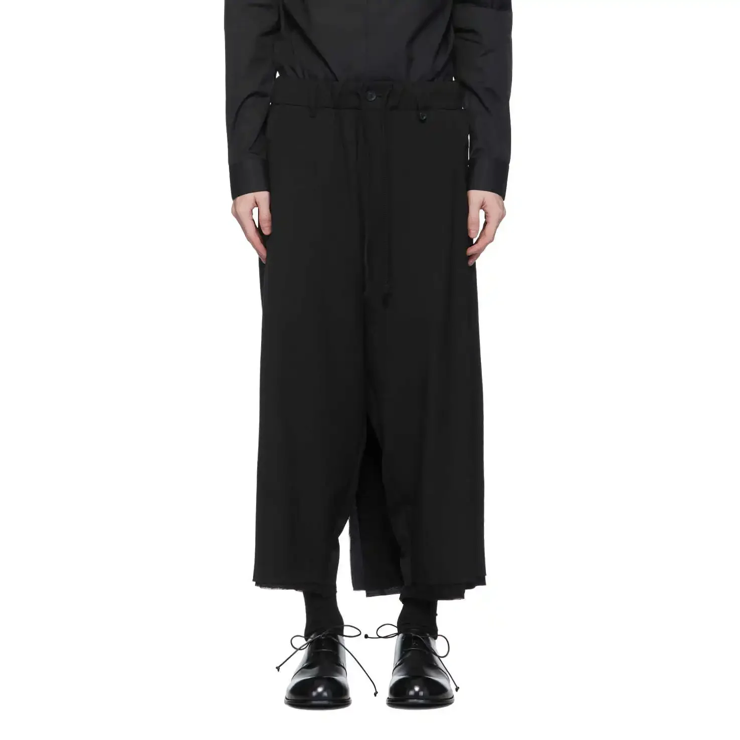 YOJI OOAK SCABAL loose fit wrap style pants, customized from Japan, wool, and wide leg design in a dark style - AliExpress Pants