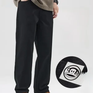 PaulFrank Men's Loose Straight Leg Casual Pants Pure Cotton Bla Large Mouth Monkey Spring New Sle Comfortable Breathable - AliExpress Pants