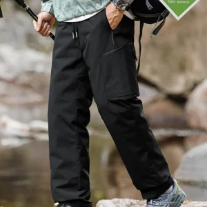 Outdoor down Fleece Pants Men's Winter Thickened  Windproof Waterproof Warm Cold Resistant Hiking Pants Duck down Pants - AliExpress Pants