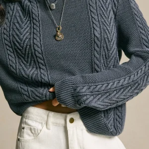 Dark Gray Cable Knit Pullover Sweater - Loose Fit, Round Neck, Long Sleeve, Textured Winter Top - AliExpress Sweaters&Jumpers