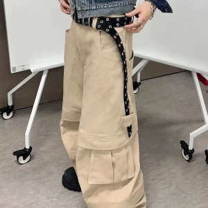 American Sle Men's Casual Wide Leg Cargo Pants Multiple kets Patchwork Loose Fit Workwear Trousers Cotton 00% - AliExpress Pants