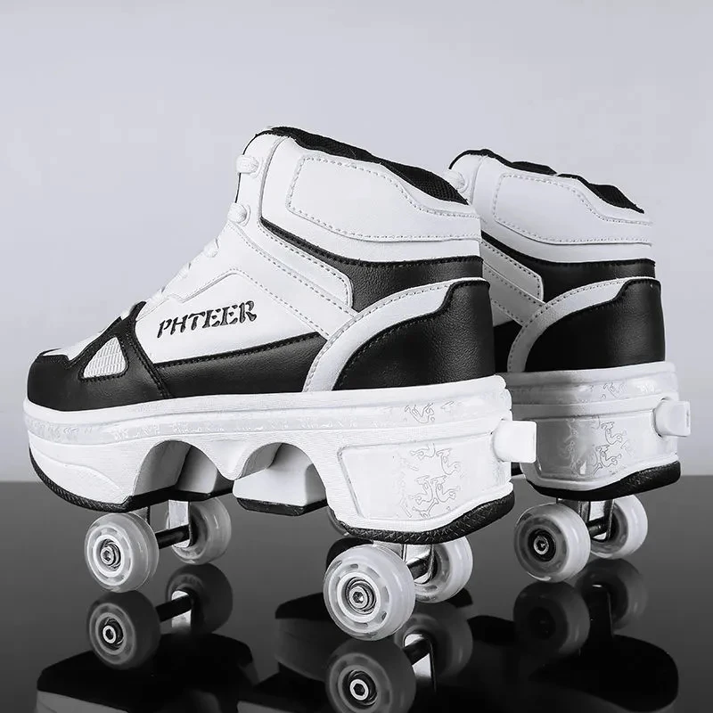 Deformation Roller Skates Skate Shoes 4 Wheels Parkour Sports Shoes Skateboard Shoes Children Adult Men Women Unisex Sneakers - AliExpress Sneakers