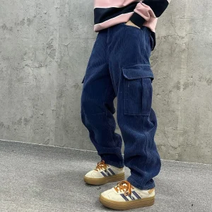 Thickened Fleece Lined Corduroy Work Trousers Large Pocket Casual Pants Men Women Winter Warm New Year Special Edition Loose Fit - AliExpress Pants