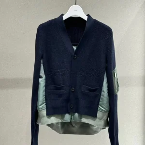 FOG SACAI Japanese Sle Spliced Long Sve Knitted Sweater Cardigan Women's Faion Polyester Fiber V-Ne Button up Coat - AliExpress Sweaters&Jumpers