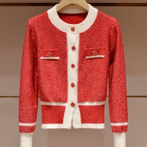 Cisas Red Long Sve round Ne Knitted Sweater Women's Button up Cardigan Sli Anti-Aging Trendy Commute Sle JOOva - AliExpress Sweaters&Jumpers