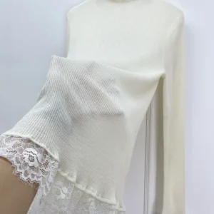 Wool Cashmere Blend Women Lace Embroidery Sweater Elegant Slim Knitted Pullover tops - AliExpress Sweaters&Jumpers