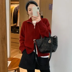 Love Devil Fi Women's Knitted Woolen Sweater Thiened Double Zipper Bear Velvet Winter New Sle Faion Outerwear - AliExpress Sweaters&Jumpers