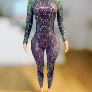 Qingting Sexy Sparkly Dragonfly Pattern Rhinestones Long Sleeve Jumpsuits for Women - AliExpress Jumpsuits&Rompers